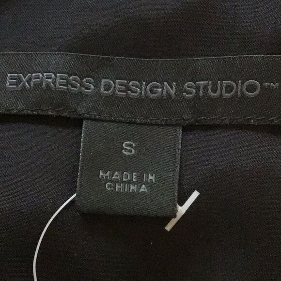 Express Black Mauve Silk Graphic Design Chiffon Baby Doll Tank Blouse - Picture 11 of 11